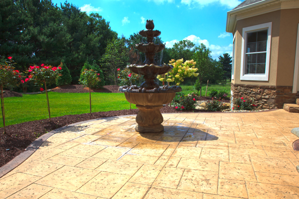 Stained Concrete Courtyard Fountain